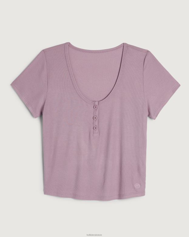 Tops Hollister Women Gilly Hicks Jersey Ribbed Baby Sleep Tee 48820276 Light Pink