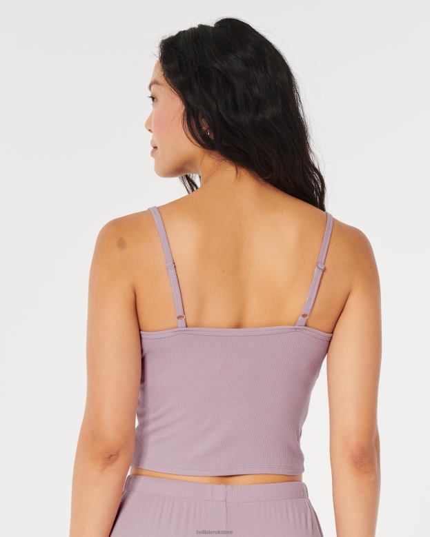 Tops Hollister Women Gilly Hicks Jersey Ribbed Lace Trim Sleep Tank 48820277 Light Pink