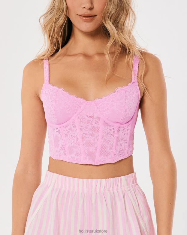 Tops Hollister Women Gilly Hicks Lace Bustier 48820145 Light Pink