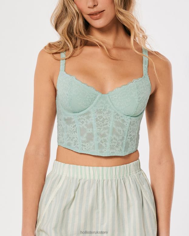Tops Hollister Women Gilly Hicks Lace Bustier 48820437 Mint Green