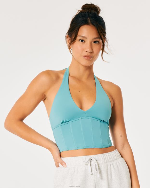 Tops Hollister Women Gilly Hicks Micro-Modal Halter Bustier 48820436 Turquoise
