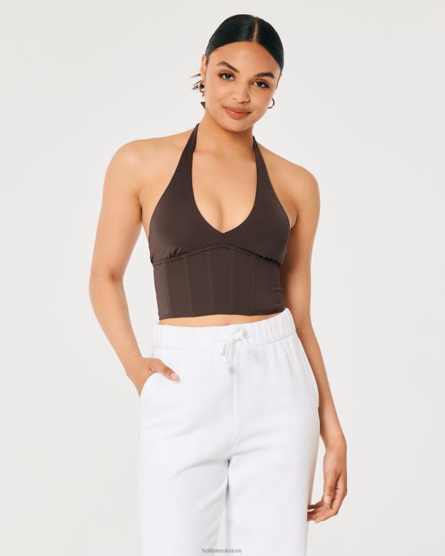 Tops Hollister Women Gilly Hicks Micro-Modal Halter Bustier 48820453 Dark Brown