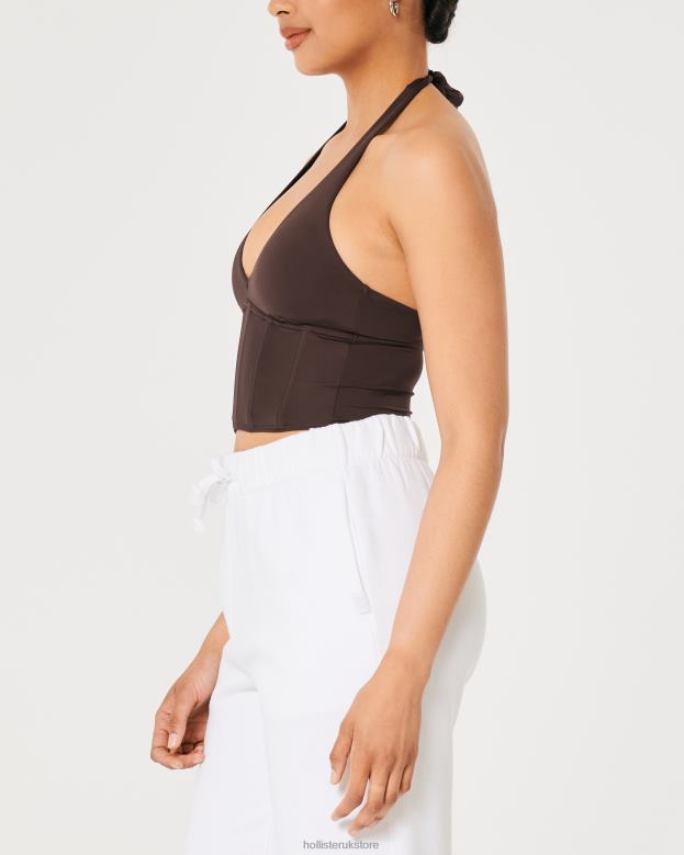 Tops Hollister Women Gilly Hicks Micro-Modal Halter Bustier 48820453 Dark Brown