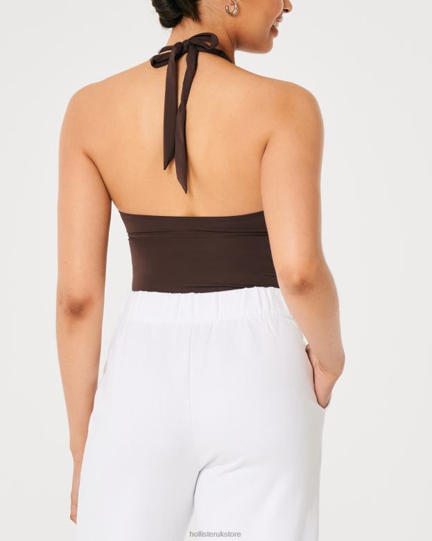 Tops Hollister Women Gilly Hicks Micro-Modal Halter Bustier 48820453 Dark Brown