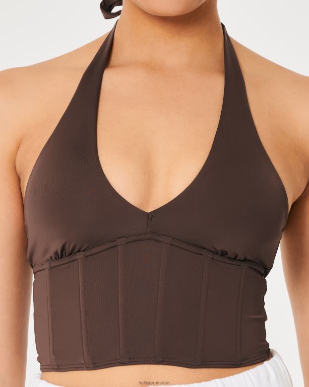 Tops Hollister Women Gilly Hicks Micro-Modal Halter Bustier 48820453 Dark Brown