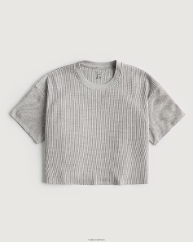 Tops Hollister Women Gilly Hicks Micro Waffle T-Shirt 48820134 Light Grey