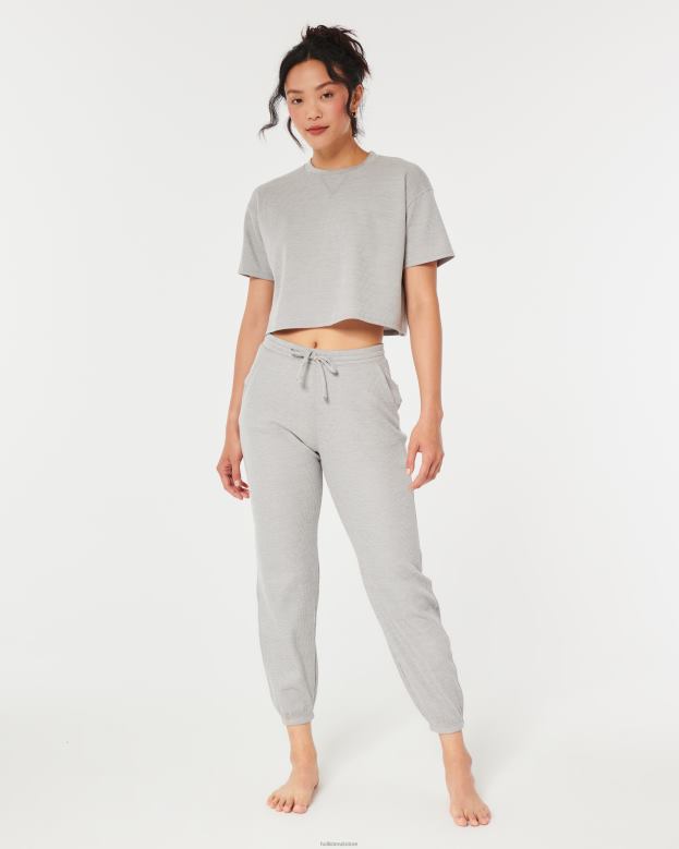 Tops Hollister Women Gilly Hicks Micro Waffle T-Shirt 48820134 Light Grey