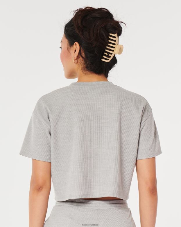 Tops Hollister Women Gilly Hicks Micro Waffle T-Shirt 48820134 Light Grey