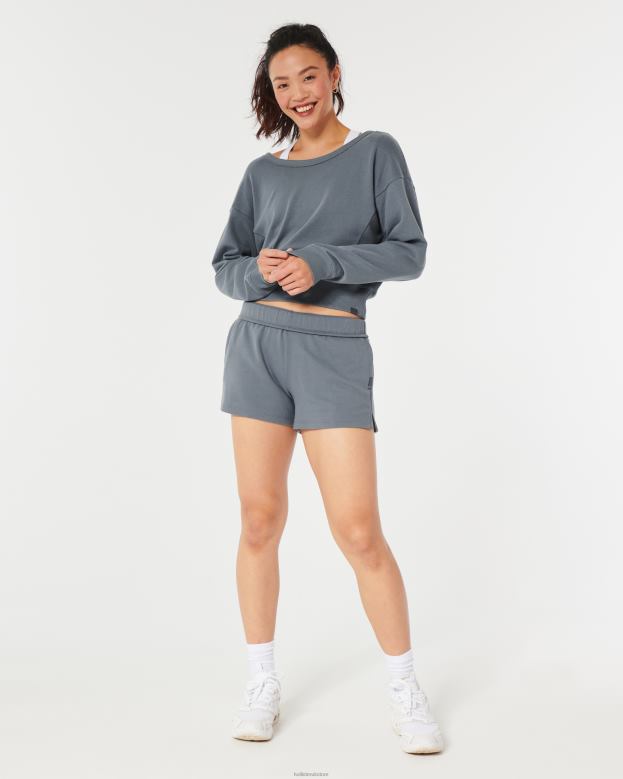 Tops Hollister Women Gilly Hicks Open-Back Crew Sweatshirt 48820253 Blue Grey