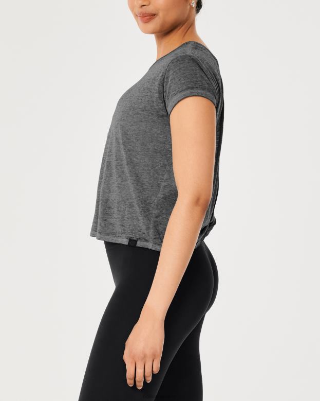 Tops Hollister Women Gilly Hicks Open-Back T-Shirt 48820307 Dark Grey