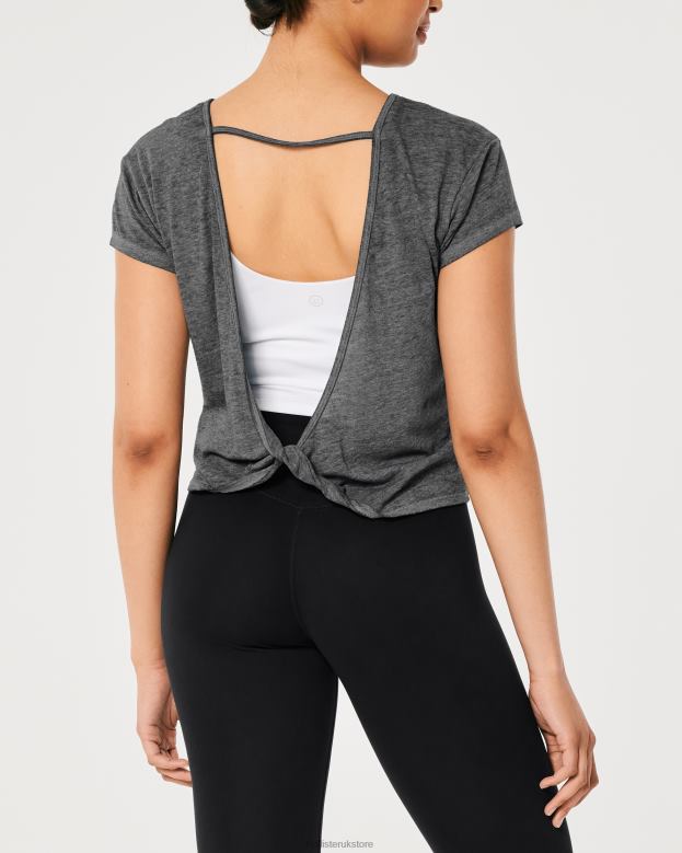 Tops Hollister Women Gilly Hicks Open-Back T-Shirt 48820307 Dark Grey