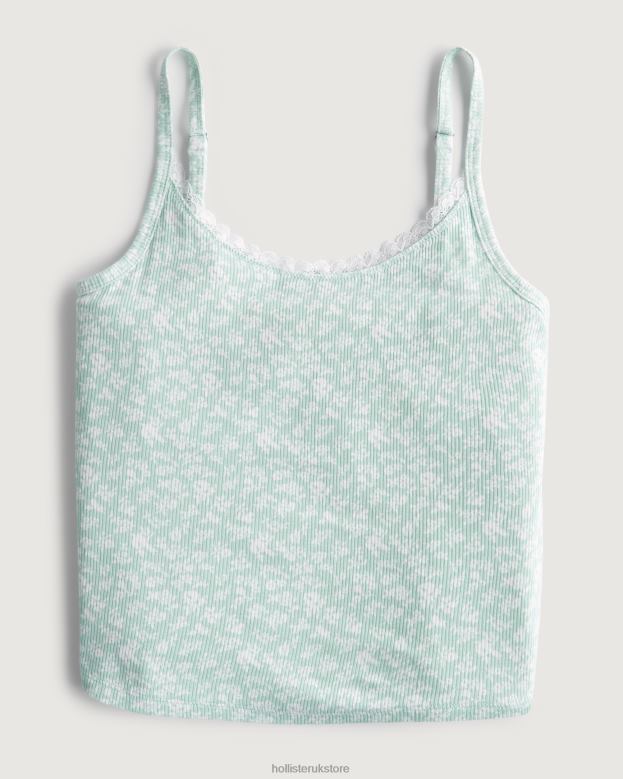 Tops Hollister Women Gilly Hicks Ribbed Jersey Tank 48820450 Mint Green Floral