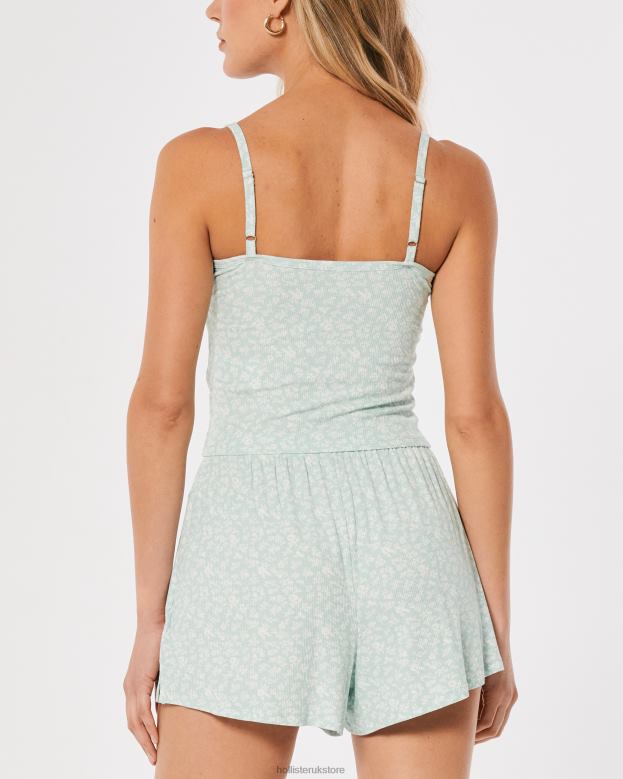 Tops Hollister Women Gilly Hicks Ribbed Jersey Tank 48820450 Mint Green Floral