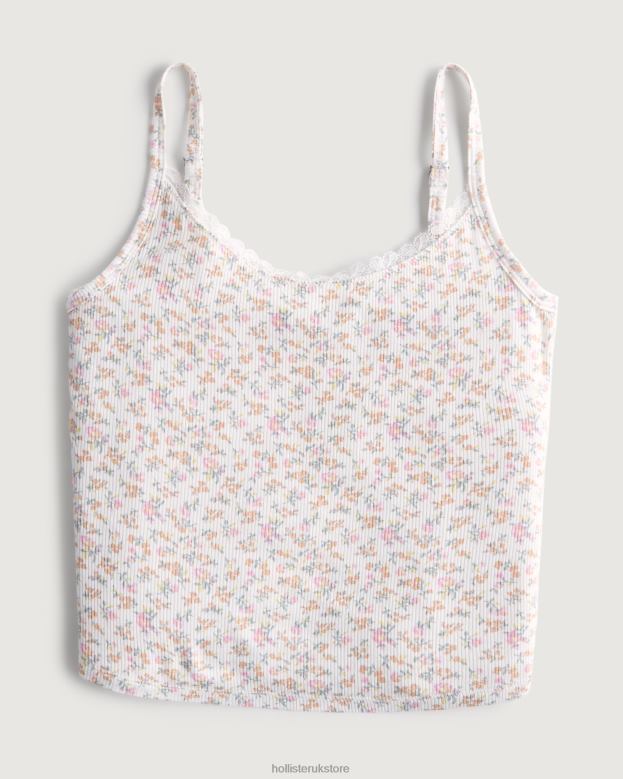 Tops Hollister Women Gilly Hicks Ribbed Jersey Tank 48820457 White Floral