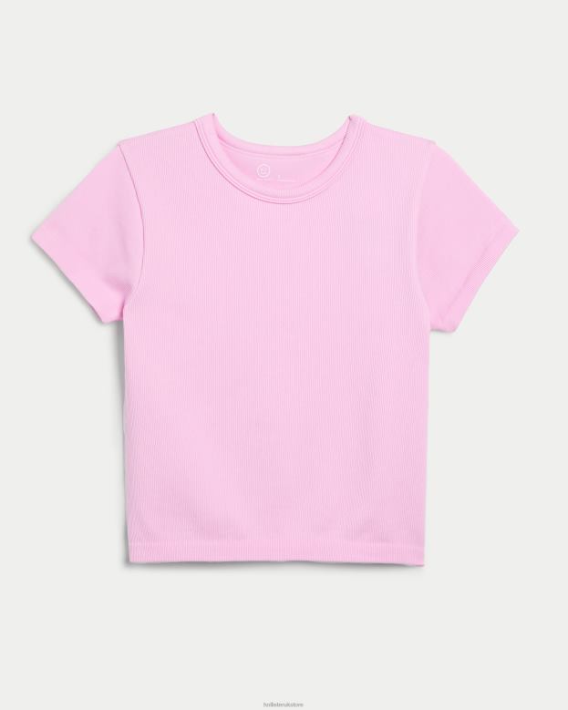 Tops Hollister Women Gilly Hicks Ribbed Seamless Baby Tee 48820185 Light Pink