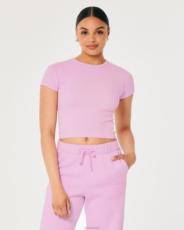 Tops Hollister Women Gilly Hicks Ribbed Seamless Baby Tee 48820185 Light Pink