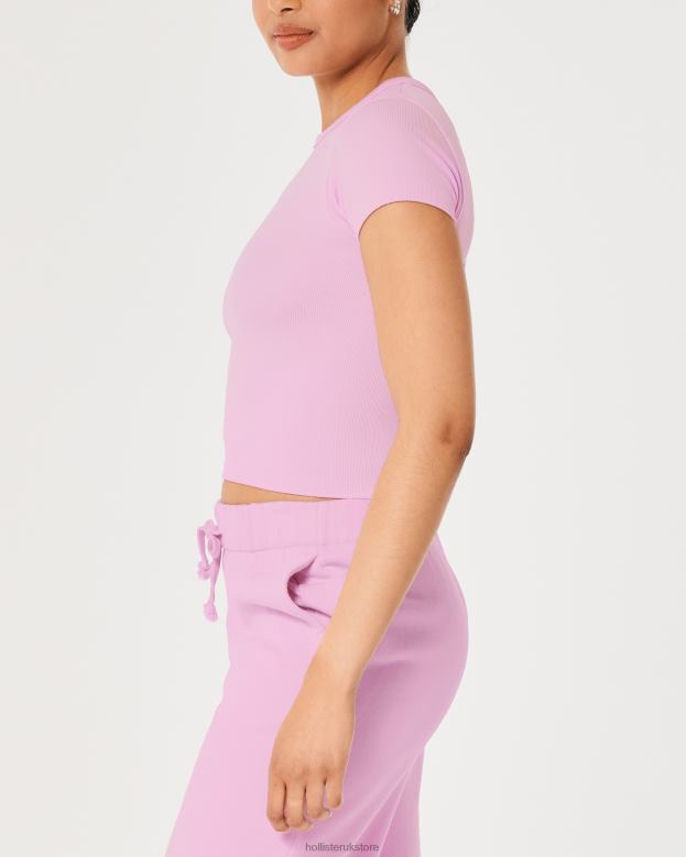 Tops Hollister Women Gilly Hicks Ribbed Seamless Baby Tee 48820185 Light Pink
