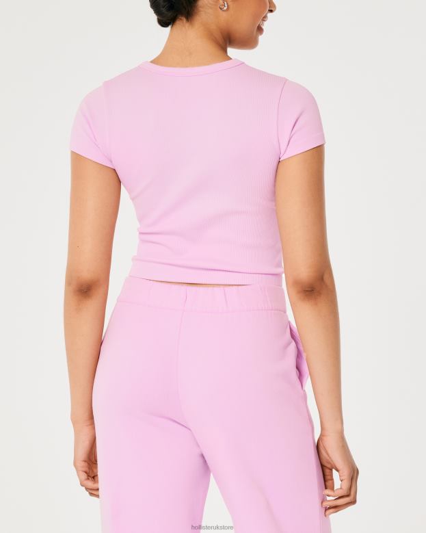 Tops Hollister Women Gilly Hicks Ribbed Seamless Baby Tee 48820185 Light Pink