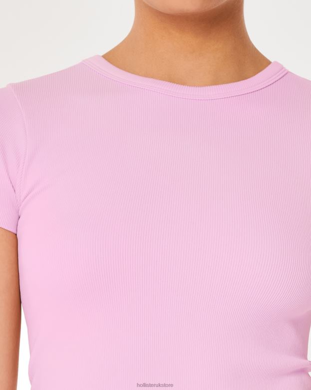 Tops Hollister Women Gilly Hicks Ribbed Seamless Baby Tee 48820185 Light Pink