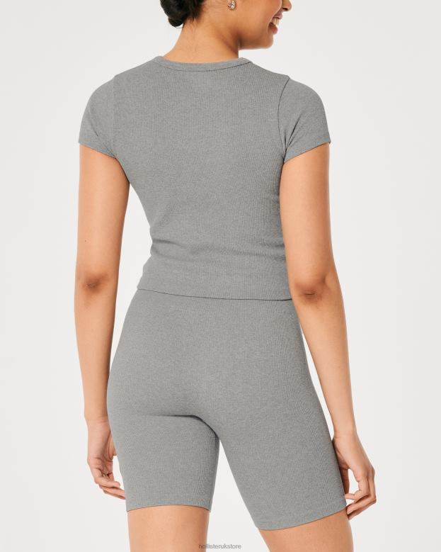 Tops Hollister Women Gilly Hicks Ribbed Seamless Baby Tee 48820330 Heather Grey