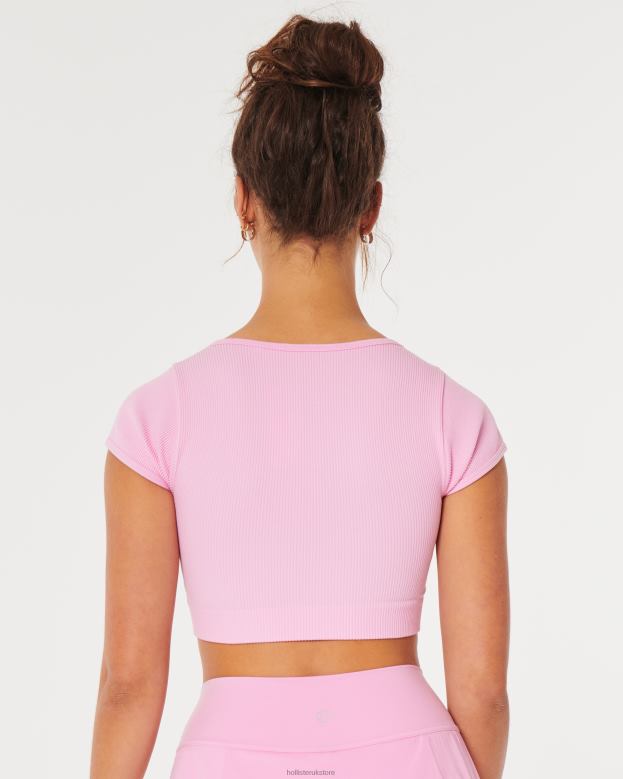 Tops Hollister Women Gilly Hicks Ribbed Seamless Cinch-Front Top 48820186 Light Pink