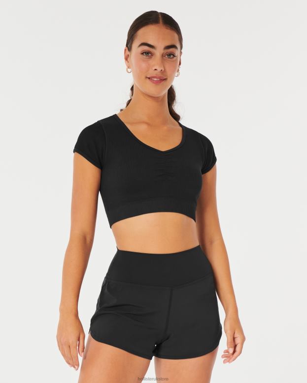 Tops Hollister Women Gilly Hicks Ribbed Seamless Cinch-Front Top 48820248 Black
