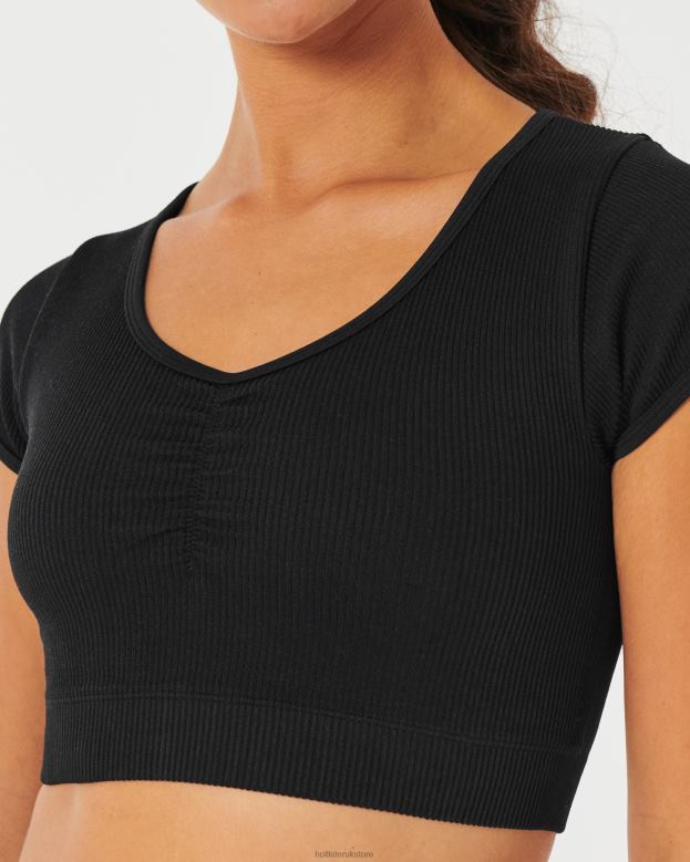 Tops Hollister Women Gilly Hicks Ribbed Seamless Cinch-Front Top 48820248 Black