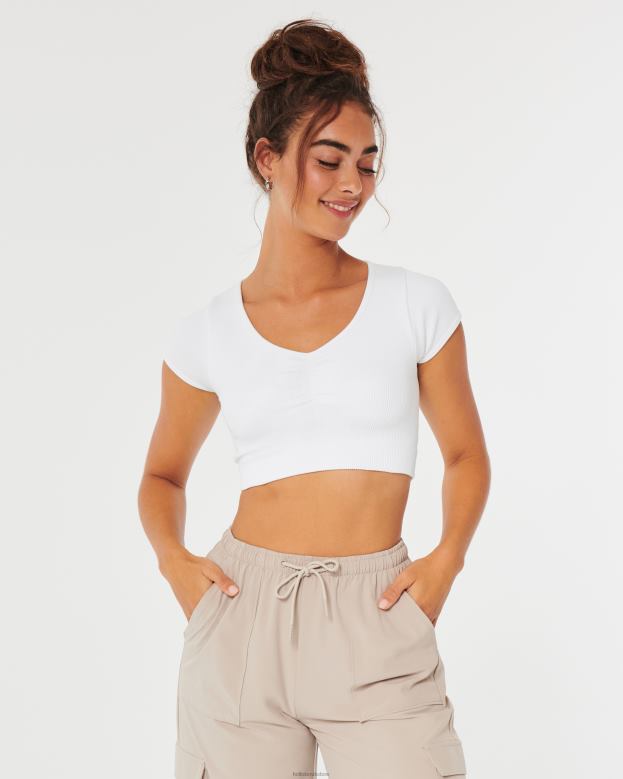 Tops Hollister Women Gilly Hicks Ribbed Seamless Cinch-Front Top 48820284 White