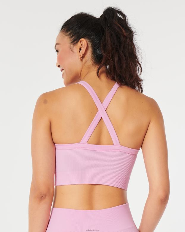Tops Hollister Women Gilly Hicks Ribbed Seamless High-Neck Bra Top 48820187 Light Pink