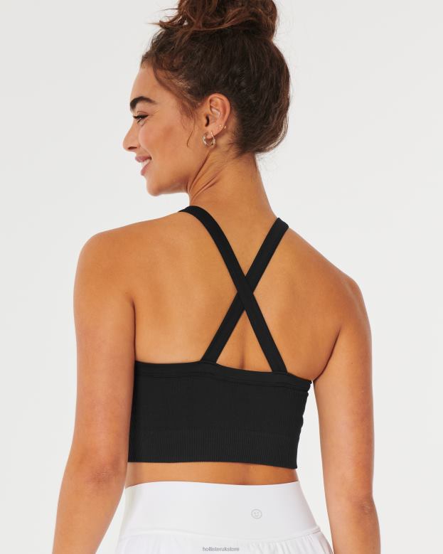 Tops Hollister Women Gilly Hicks Ribbed Seamless High-Neck Bra Top 48820247 Black
