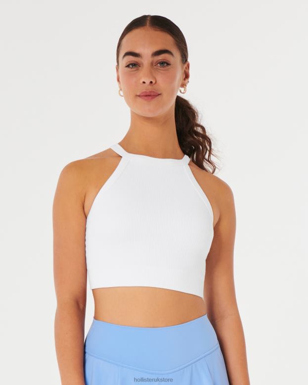 Tops Hollister Women Gilly Hicks Ribbed Seamless High-Neck Bra Top 48820285 White