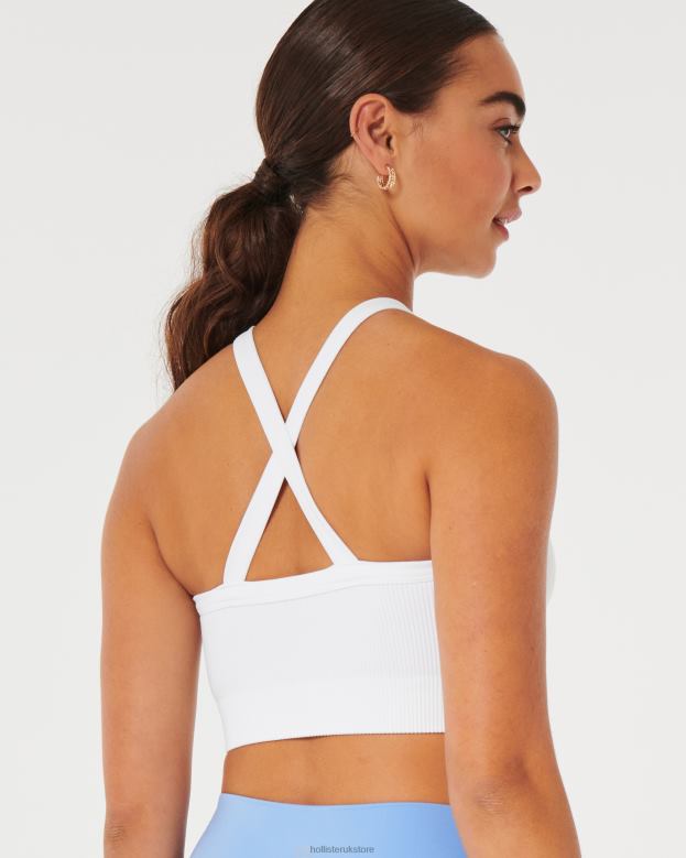 Tops Hollister Women Gilly Hicks Ribbed Seamless High-Neck Bra Top 48820285 White