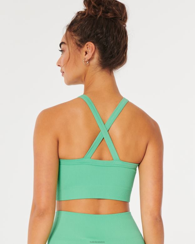 Tops Hollister Women Gilly Hicks Ribbed Seamless High-Neck Bra Top 48820306 Green