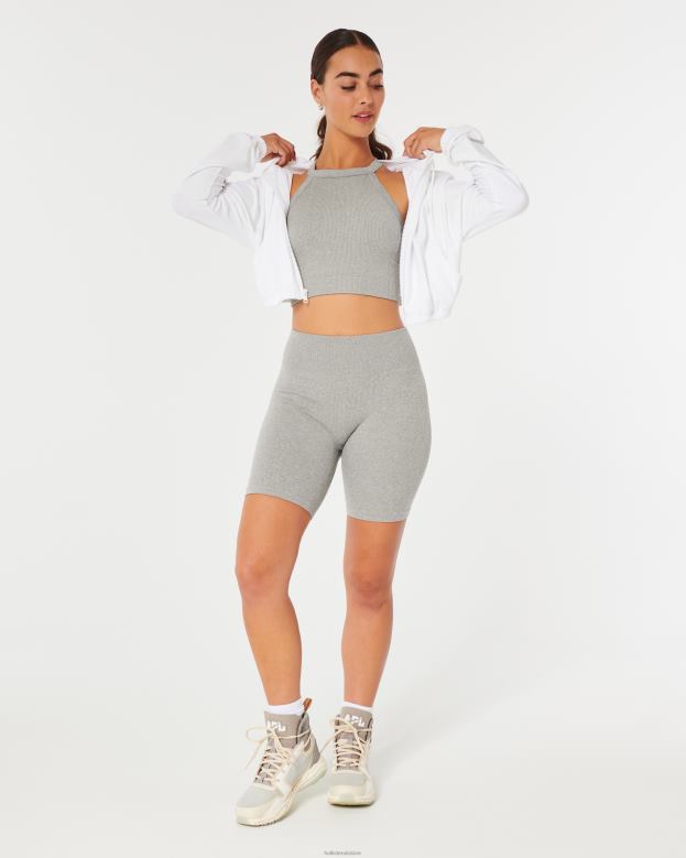 Tops Hollister Women Gilly Hicks Ribbed Seamless High-Neck Bra Top 48820331 Heather Grey