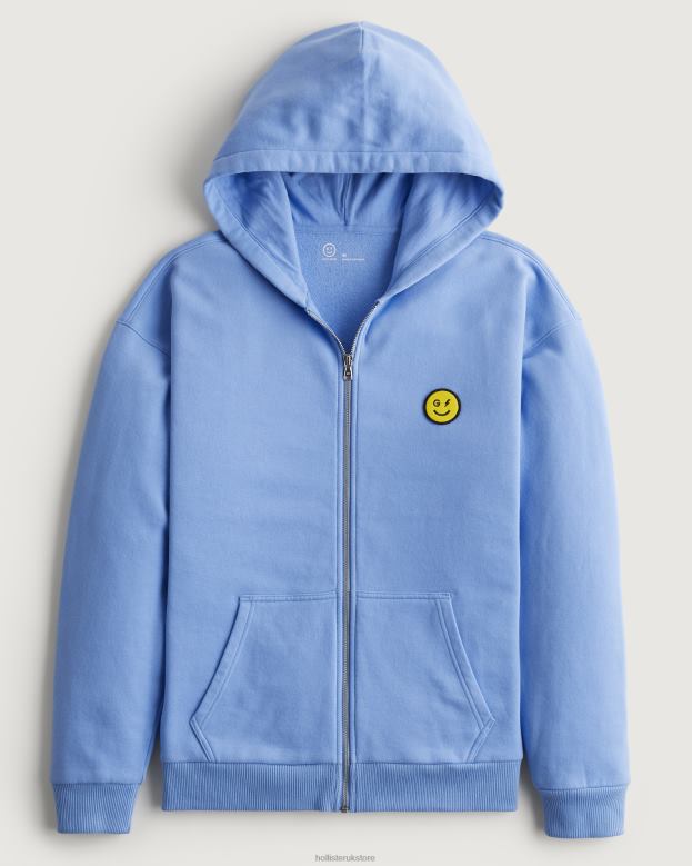 Tops Hollister Women Gilly Hicks Smile Series Logo Full-Zip Hoodie 48820441 Blue