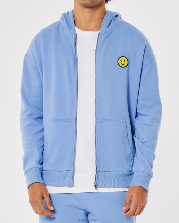 Tops Hollister Women Gilly Hicks Smile Series Logo Full-Zip Hoodie 48820441 Blue