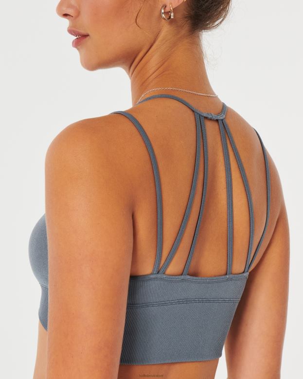 Tops Hollister Women Gilly Hicks Strappy Scoop Bralette 48820435 Dark Blue