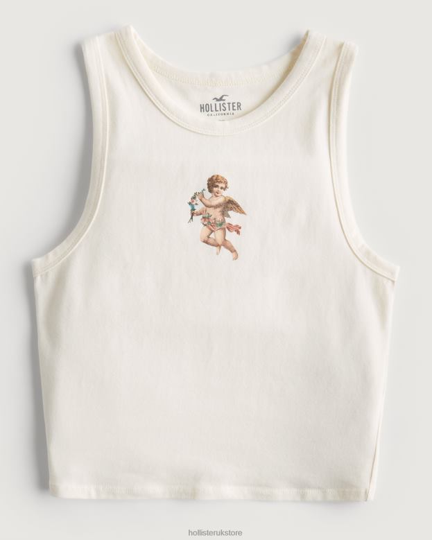 Tops Hollister Women High-Neck Angel Graphic Tank 48820260 Cream