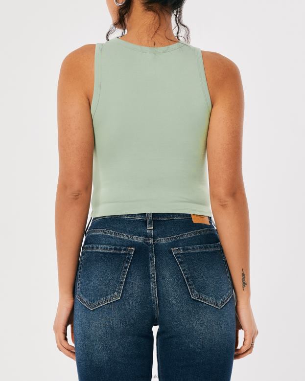 Tops Hollister Women High-Neck Butterfly Graphic Tank 48820254 Light Green