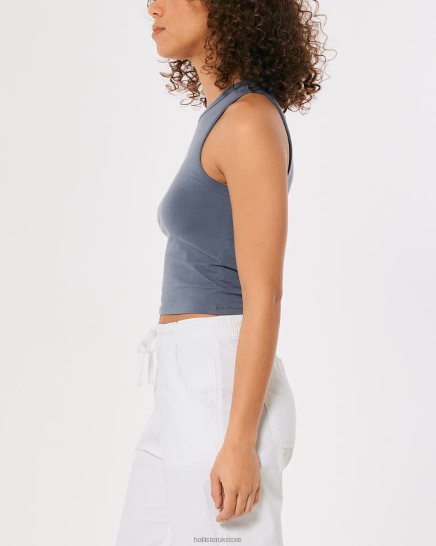 Tops Hollister Women High-Neck Malibu Graphic Tank 48820261 Blue