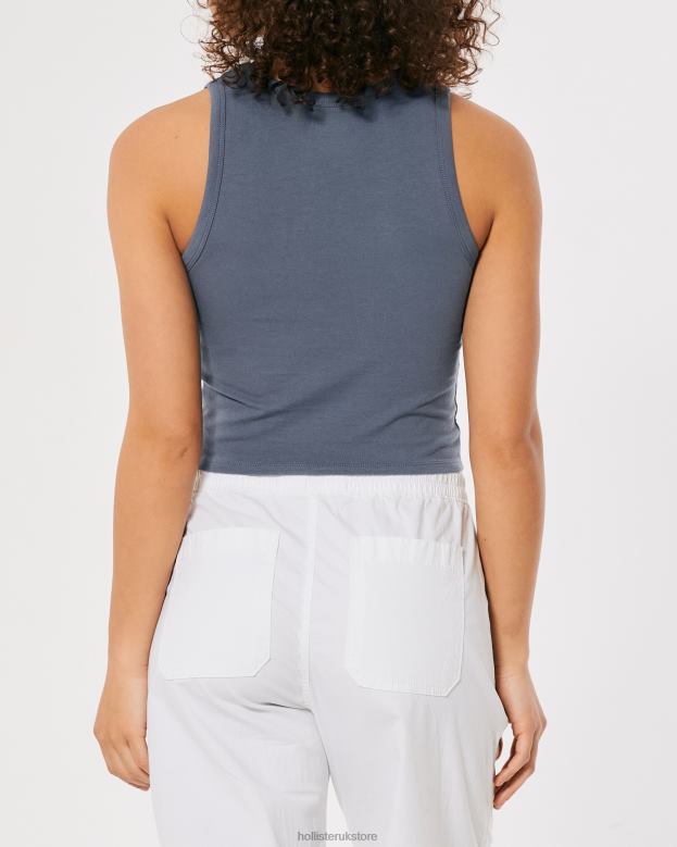 Tops Hollister Women High-Neck Malibu Graphic Tank 48820261 Blue