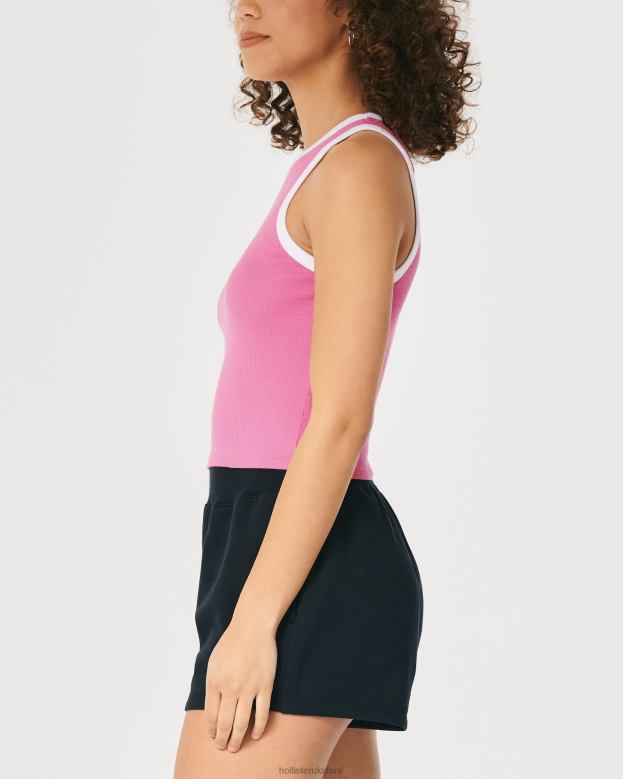 Tops Hollister Women High-Neck Ribbed Hawaii Graphic Tank 48820291 Pink