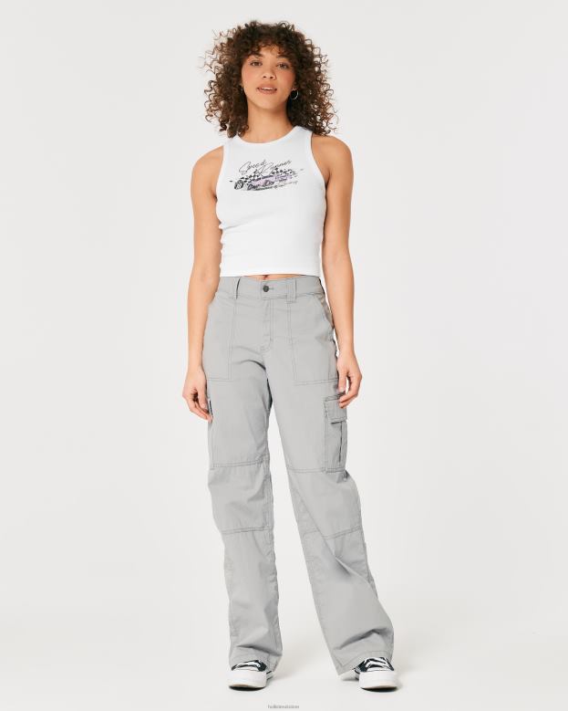 Tops Hollister Women High-Neck Ribbed Race Car Graphic Tank 48820278 White