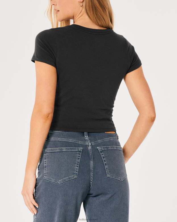 Tops Hollister Women Infinite Dreamer Graphic Baby Tee 48820295 Black Sd/Texture