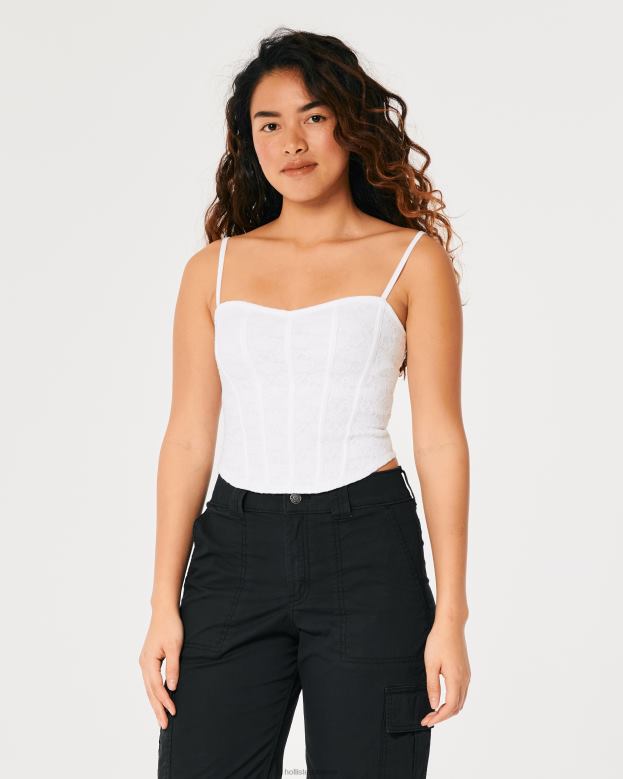 Tops Hollister Women Lace Seamed Sweetheart Cami 48820230 White