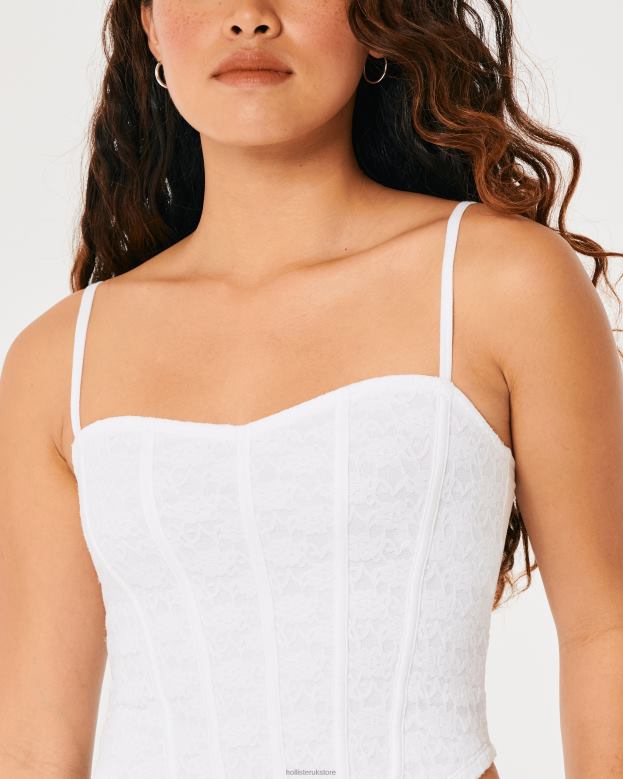 Tops Hollister Women Lace Seamed Sweetheart Cami 48820230 White