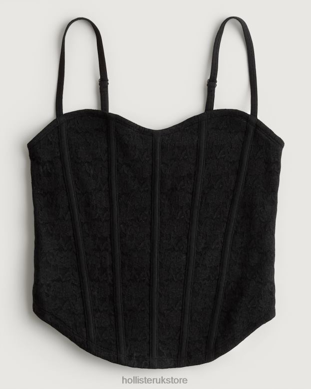 Tops Hollister Women Lace Seamed Sweetheart Cami 48820391 Black