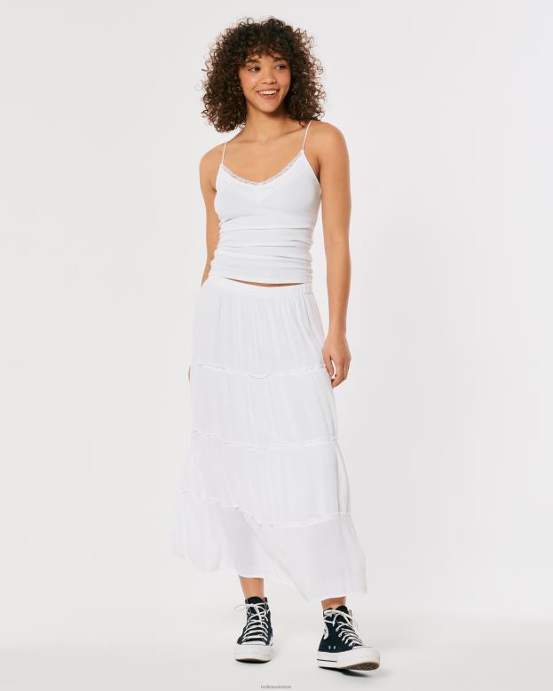 Tops Hollister Women Lace Trim Ribbed V-Neck Cami 48820178 White
