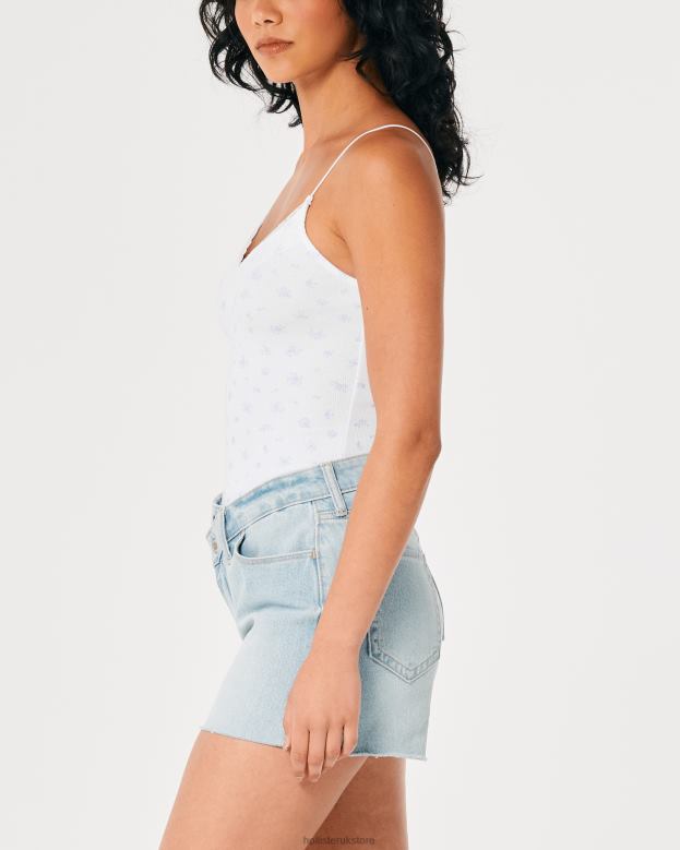 Tops Hollister Women Lace Trim Ribbed V-Neck Cami 48820304 White Floral
