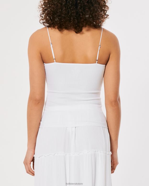 Tops Hollister Women Lace Trim Ribbed V-Neck Cami 48820379 Heather Grey